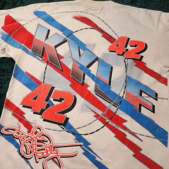 Vintage 1995 Kyle Petty #42 Coors Light NASCAR Tee XL Double Sided Made in USA - Picture 7 of 7